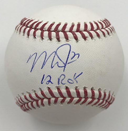 Бейзбол с автограф на Майк Пъстърва 12 РОЙ - Бейзболни топки с автографи