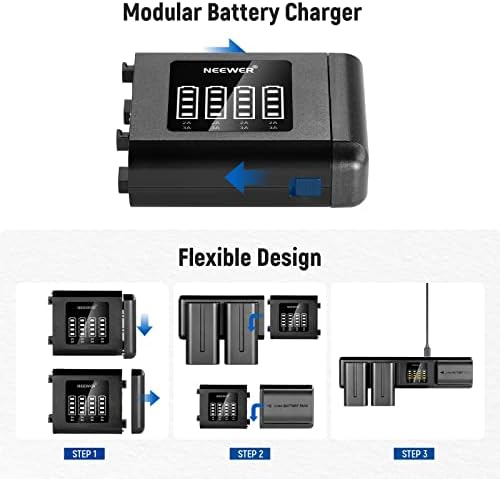 Модулни Зарядно устройство за фотоапарати NEEWER SN4, съвместим с акумулаторни батерии Sony NP-F970 950 750