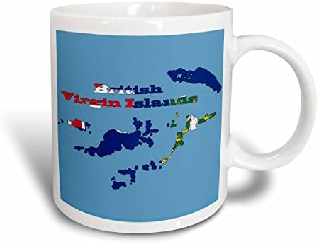 3dRose Флаг Британски Вирджински Острови На Оформяне на картата И името на Британски Вирджински Острови Керамична Чаша, 11 грама, Бяла