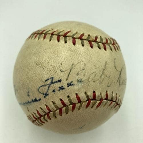 Бейб Рут Лу Гериг Джими Фокс Подписа договор с JSA серии на 1920-те години - Бейзболни топки с автографи