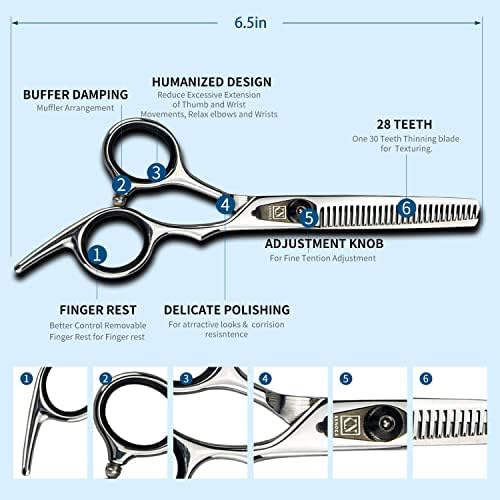 Професионални ножици за коса/филировочные ножици за прецизно рязане - 6,5-инчов фризьорски ножици с остър нож и винт за фина настройка, напрежение - салонное и използ