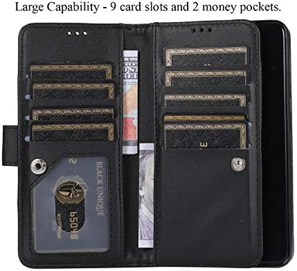 Чанта-портфейл EYZUTAK за Samsung Galaxy S20 Plus, Чанта с Магнитно джоб с цип, Панти калъф от изкуствена кожа с 9 отделения за карти и каишка за китката, калъф-книжка с вградена ст?