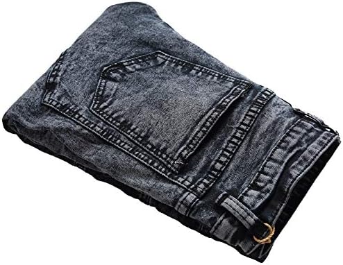 Andongnywell / мъжки нагънат байкерские тесни ластични издържат дънки в байкерском стил със средна талия, тесни дънкови панталони с джоб с цип в стил деко