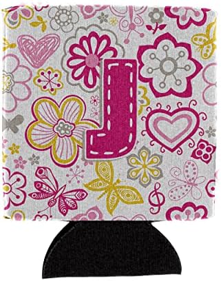 Carolin's Treasures CJ2005-JCC Буквата J Цветя и пеперуди Rose Устройство за обнимания кутии или бутилки, Устройство