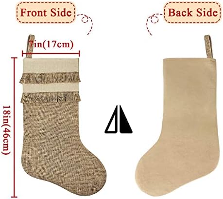 Коледни Чорапи Ivenf с ресни, 4 опаковки Оригинални Чорапи от Зебло с размер 18 инча с Пискюл, за Семейна Почивка,