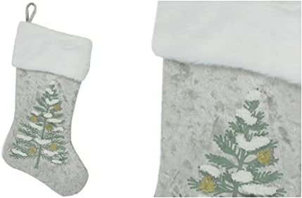 20 заснежените върхове на Зелена Елха, Сив Коледни чорапи с Бяла белезници - cc