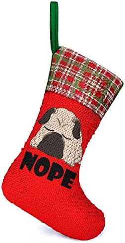 Сладки Спящи Чорапи с Пайети за Коледните Празници с Мопс, Обратими, Променящи Цвета, Вълшебни Чорапи за Коледната