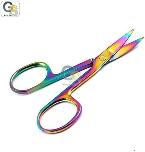 G. S Комплект от 5 Многоцветни Титанови ножица за нокти Rainbow Cuticle Извити 3,5BTS-202
