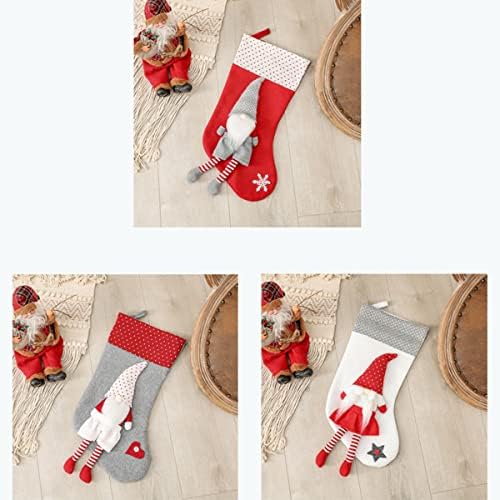 3 Опаковки, Коледни Чорапи 18 см Голям Размер, Коледни Чорапи и Коледни Чорапи с Джуджетата, за Семейство, Украса за Камината, коледни Елхи, Вечерни, Коледни декорации