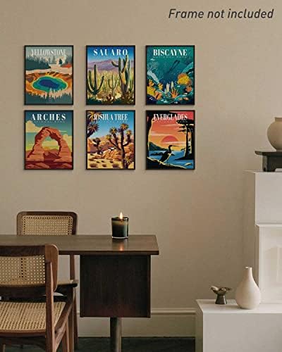 Комплект от 6 плакати на Национален парк АРПЕОТСИ, Без рамка, 11x14 инча, Реколта Стенни Щампи Национален парк