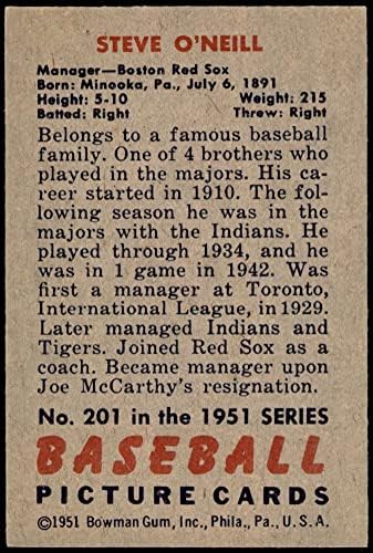 1951 Боуман 201 Стив о ' Нийл Бостън Ред Сокс (Бейзболна картичка) EX/MT Red Sox