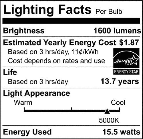 Лампа средно осветление Satco S28790 бял цвят, 4,63 инча, 5000 К, Мат, 4 референтна рамка