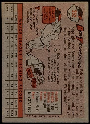 1958 Topps 252 Боб Троубридж Милуоки Брейвз (Бейзболна картичка) ДОБРИ Брейвз