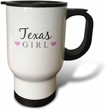 3D Чаша за пътуване Texas Момиче Home State Pride, Съединените Щати, текст и хубава чаша от неръждаема стомана, 14 грама, Многоцветен