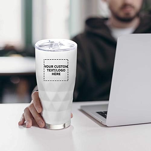 Персонализирани 20 грама. Пътни чаши Quantum от неръждаема стомана - 6 опаковки с Потребителски текст, лого - Бял
