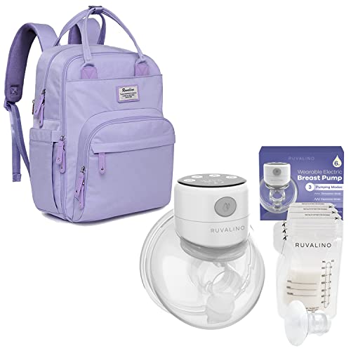 RUVALINO Нова чанта за пелени, която задължително трябва да има майка, раница, Taro Purple комплект за носене