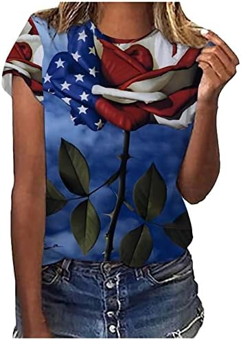 RbCulf Женска Тениска С Къс ръкав, Туника С Принтом на Деня на Независимостта, Потници, Дамски Тениски, 4 юли,