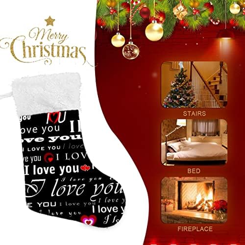 Коледни Чорапи за Свети Валентин, Обичам Те, Модел, Бяла Плюшен Маншет, Мерсеризованный Кадифе, Семеен Празник,
