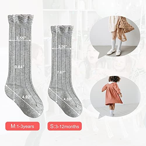Zando/ Детски Чорапогащи до Коляното Чорапи с Волани за Малки Момичета, Чорапи с Дълга Рокля за Новородено,