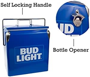Охладител за лед Bud Light King of Beers в Ретро стил с бутилка отварачка за бутилки 13Л (14 qt), с капацитет