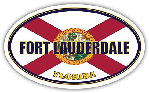 Град Форт Лодърдейл Флаг на щата Флорида | Флаг на щата Флорида, Окръг Broward Овална форма Цвят на щата Стикер