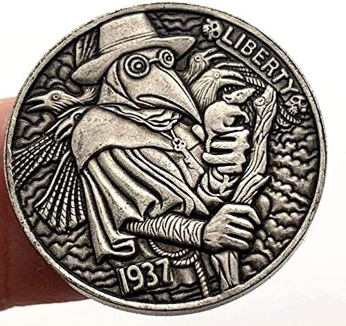 1937 Американски Скитащи Врани и Плъхове Месинг, Старо Сребро 21 мм Възпоменателна Монета Събиране на плавателни съдове Птица Мед Сребърна Монета за Домашен интериор
