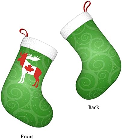 QG ZZX Коледни Чорапи с Бяла Супер Меки Плюшени Белезници, Коледни Чорапи с Участието на Лосове с Канадския