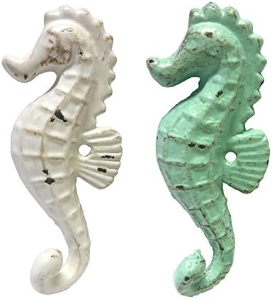 Стенен куки под формата на морски кончета от чугун, Различни цветове, Комплект от 2