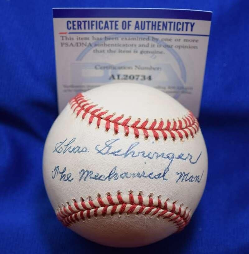 Чарли Герингер Механичен Човек PSA ДНК Coa Автограф С автограф Ела Бейзбол Бейзболни Топки С Автографи