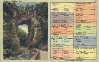 Естествен мост на пощенска Картичка от Вирджиния