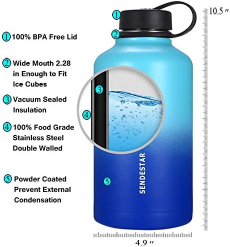 Бутилка за вода SENDESTAR от неръждаема стомана, 2 или 3 капачки (32 мл, 40 мл, 64 грама), Запечатани с двойно