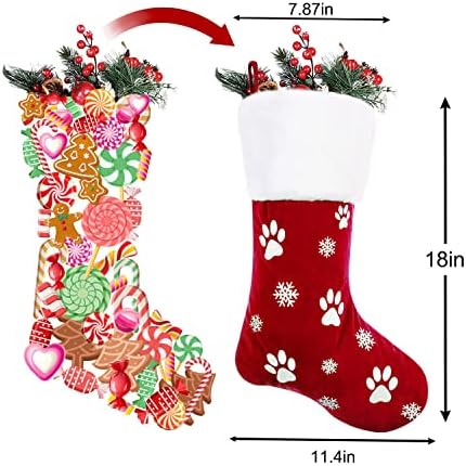 Коледни Чорапи за кучета от шестоъгълни вълна, 2 опаковки за домашни любимци, Червено-Зелена Кадифена Коледна Отглеждане Размер 18 Инча, Коледна Украса с Бродирани К