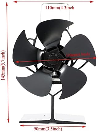 GaYouny Домашен вентилатор С Ефективно разпределение на топлината Черно Камина с 5 Остриета, Вентилатор за печки