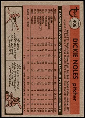 1981 Topps # 406 Дики Ноулс Филаделфия Филис (Бейзболна картичка) Ню Йорк / MT Phillies