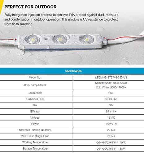 CALCA Водоустойчив 3 led Модул Бяла Светлина Супер Ярки SMD 2835 led чипове за Писмо рекламни Надписи с инжекционно впръскване, алуминиеви печатни платки - в склад в САЩ (50 бр.