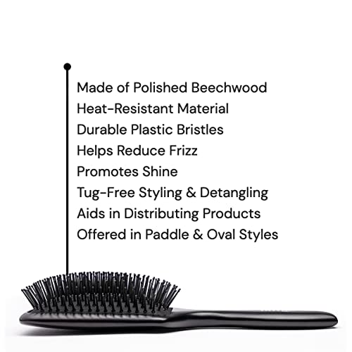 Четка Гребло от Буково Дърво L ' ANGE HAIR | За масаж на кожата на главата и Разнищване на коса | Термостойкая | Подходящ за всички типове коса | Черни