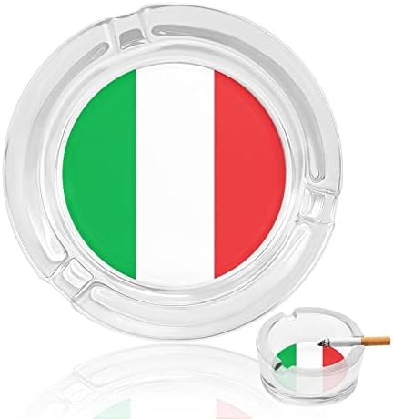 Италиански Флаг Кръгли Стъклени Пепелници Титуляр за Портсигара Сладък Пепелник За Пушачи