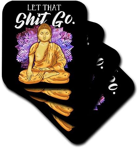 3друзья Let That Shit Go Буда в стил Йога и Преговарящите - Меки подложки, пакет от 4, комплект от 4 меки, различни