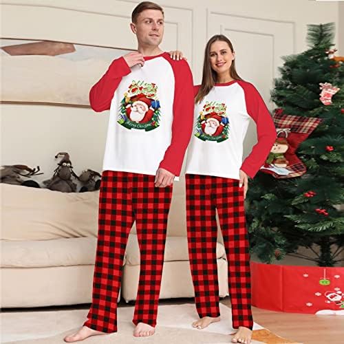 Комплекти Мека Пижам Dksld, Риза Raglan с дълги ръкави и Принтом Дядо Коледа, Изпъстрен Панталони, Дрехи за