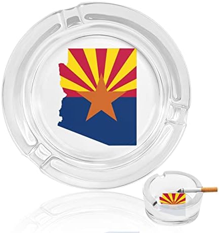 Флаг Карта на Аризона Окото Кръгли Стъклени Пепелници Титуляр за Портсигара Скъпа Пепелник За Пушачи