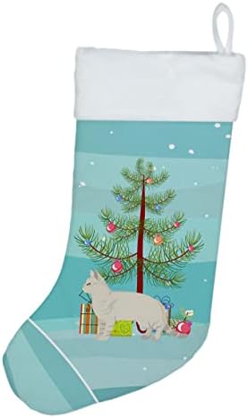 Carolin's Treasures CK4555CS Американската Късокосместа котка №2 Весела Коледа Коледни Чорапи, Чорапи За Висящи
