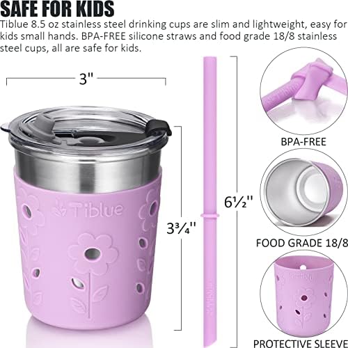 Чаша Tiblue за деца и бебета - Непроливающиеся чаши за шейкове от неръждаема стомана със запечатан капак, силиконова