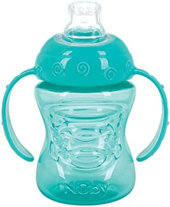 Непроливающаяся чаша Nuby с две дръжки Super Spout Grip N' Sip Cup, 8 Грама, една опаковка по 1 чаша, цветове