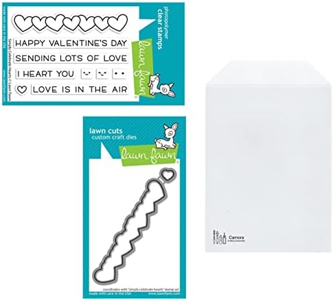 Комплект от прозрачни печати Lawn Fawn Simply Celebrate Hearts 3 x 4, Координирующие печати и джоб за съхранение