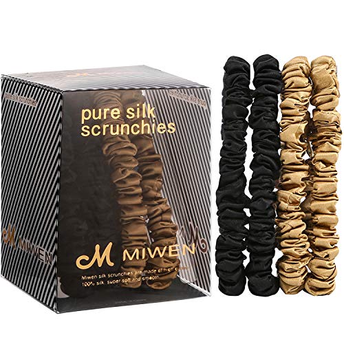 Дамски копринени дъвка Miwen, малки Черни еластични ленти за коса от чиста коприна тутового цвят, 22 Момме,