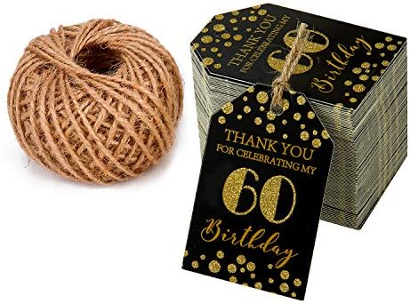 ОБЕРТОЧНЫЕ АЛКОХОЛНИ Подарък Етикет с Шнурком - 100ШТ Хартиени Етикети на 60-ия Рожден Ден със 100-Футовым Натурален