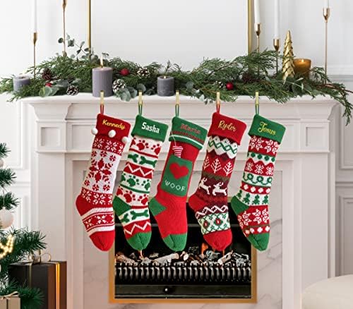 Обичай Коледни чорапи TEEAMORE Персонализирани Коледни Чорапи с Името на Потребителски Лични Окачени Чорапи