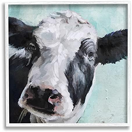 Stupell Industries Нежна Farm рисувани крави в синьо
