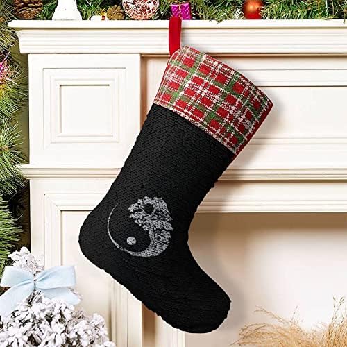 Дървото Бонсай Ин Ян, Японски Коледни Чорапи С Пайети, Блестящи Стенни Висящи Украси, Украса за Коледната Елха,