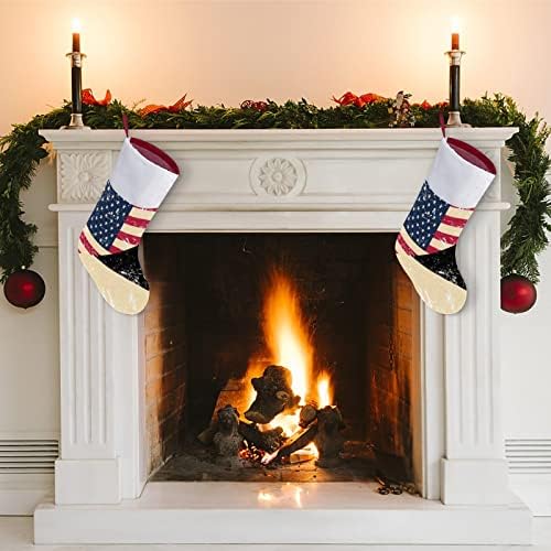 Американски и Естонски Ретро Флаг, Червени Коледни Празници Чорапи, Украса за Дома, Коледна Елха, Висящи Чорапи